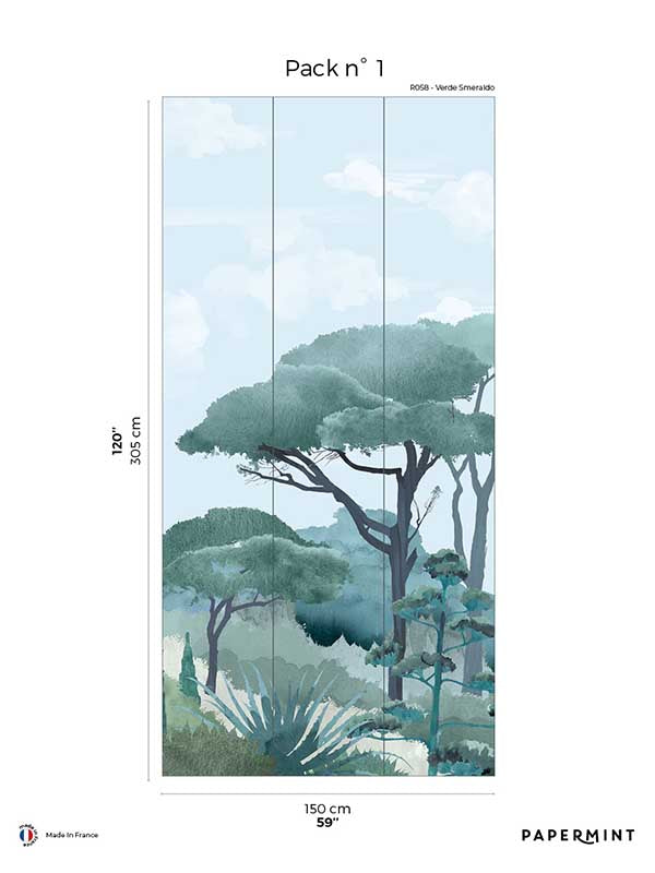 Riviera La Spiagga Pack 1 mural in blue color - pattern number 8184-CT3-A - by Veer Decor in the Papermint Wall Murals collection