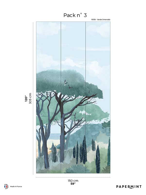 Riviera La Spiagga Pack 3 mural in blue color - pattern number 8184-CT3-C - by Veer Decor in the Papermint Wall Murals collection