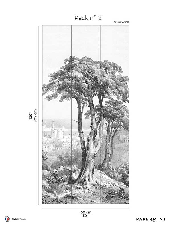 SaintTropez Pack 2 fabric in gray color - pattern number 8184-CV1-B - by Veer Decor in the Papermint Wall Murals collection