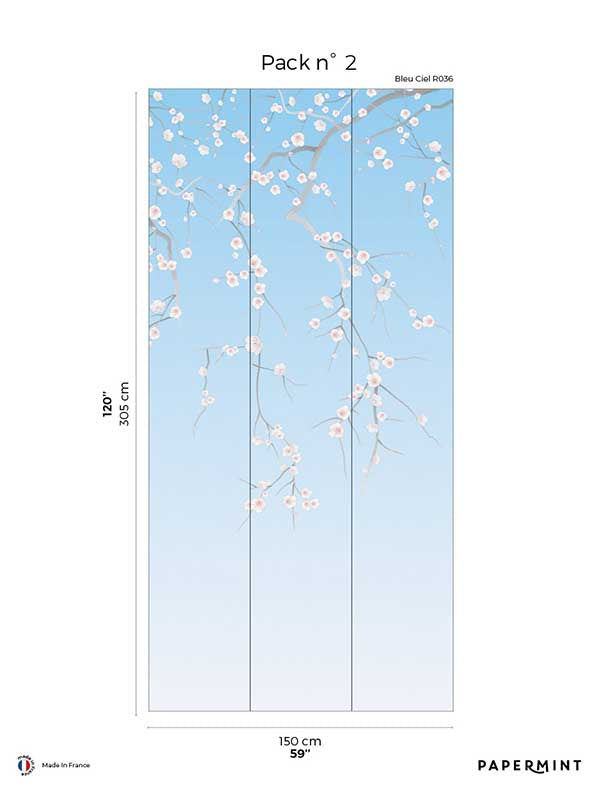Sakura Pack 2 mural in blue color - pattern number 8184-CW1-B - by Veer Decor in the Papermint Wall Murals collection
