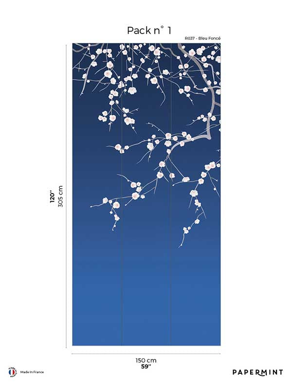 Sakura Pack 1 mural in navy color - pattern number 8184-CW2-A - by Veer Decor in the Papermint Wall Murals collection