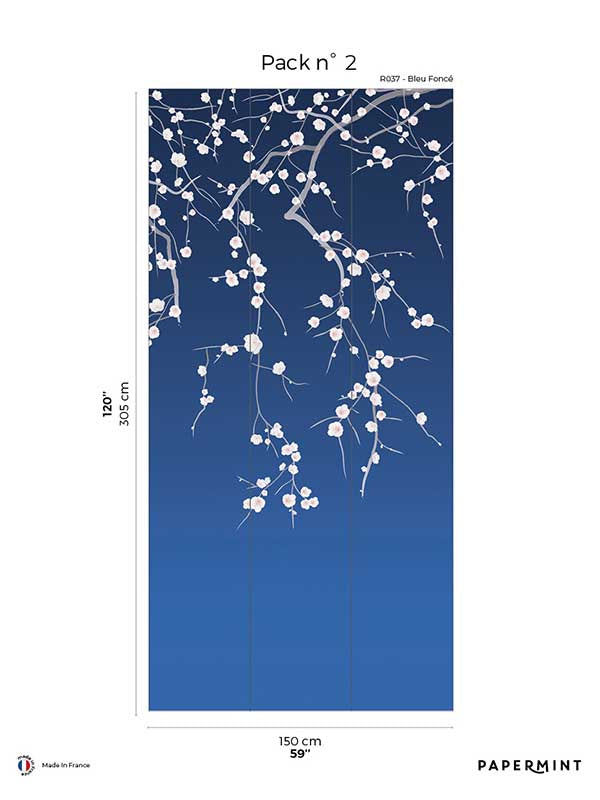 Sakura Pack 2 mural in navy color - pattern number 8184-CW2-B - by Veer Decor in the Papermint Wall Murals collection