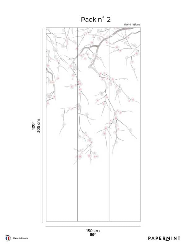Sakura Pack 2 mural in white color - pattern number 8184-CW3-B - by Veer Decor in the Papermint Wall Murals collection