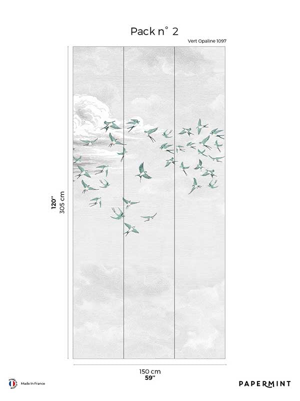 Sow Clouds Pack 2 mural in teal color - pattern number 8184-CZ1-B - by Veer Decor in the Papermint Wall Murals collection