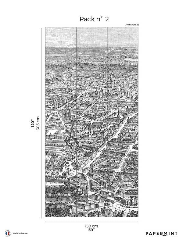 Eiffel Tower Pack 2 mural in gray color - pattern number 8184-DF1-B - by Veer Decor in the Papermint Wall Murals collection