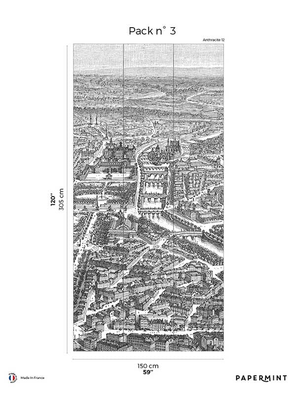 Eiffel Tower Pack 3 mural in gray color - pattern number 8184-DF1-C - by Veer Decor in the Papermint Wall Murals collection