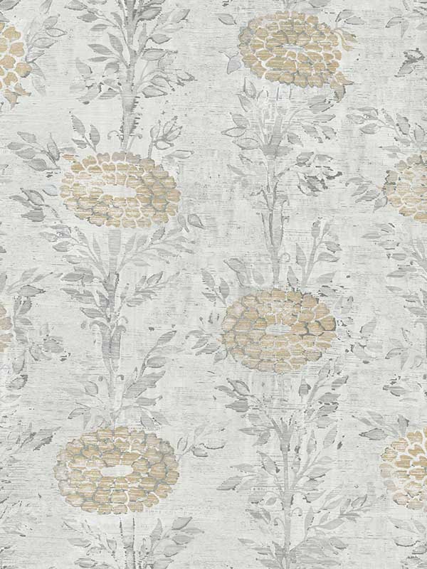 French Marigold fabric in white and gold color - pattern number AF6516 - by Ronald Redding in the Tea Garden Second Edition collection