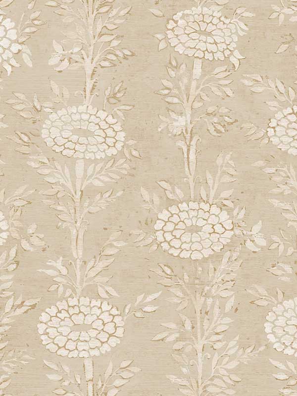 French Marigold fabric in taupe and gold color - pattern number ZA8018 - by Ronald Redding in the Tea Garden Second Edition collection