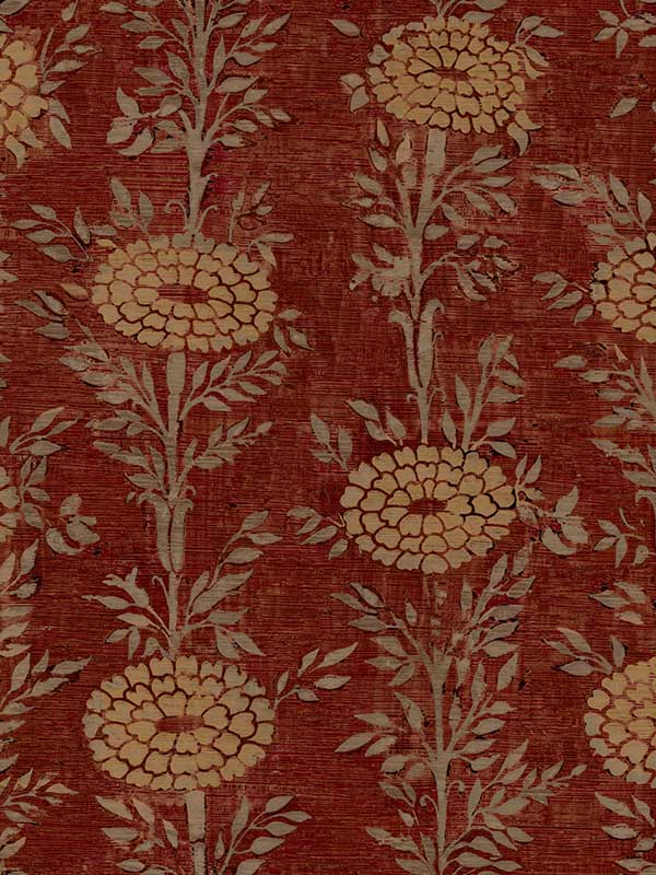 French Marigold fabric in red and gold color - pattern number ZA8019 - by Ronald Redding in the Tea Garden Second Edition collection