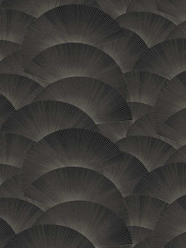 Morning Shell fabric in black and grey color - pattern number ZA8022 - by Ronald Redding in the Tea Garden Second Edition collection