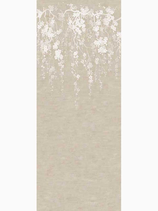 Sakura Blooms 2 Panel mural in neutral color - pattern number ZA8059M - by Ronald Redding in the Tea Garden Second Edition collection