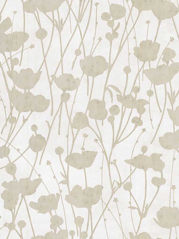 Shimmering Poppies wallpaper in white and gold color - pattern number ZA8069 - by Ronald Redding in the Tea Garden Second Edition collection