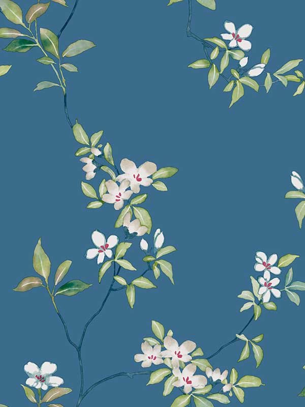 April Blossom wallpaper in cobalt color - pattern number ZA8072 - by Ronald Redding in the Tea Garden Second Edition collection
