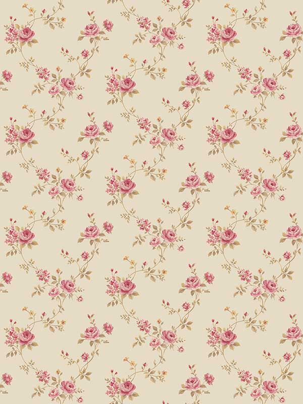 Multi Floral Trail fabric in beige color - pattern number G67893 - by Galerie in the Miniatures 3 collection