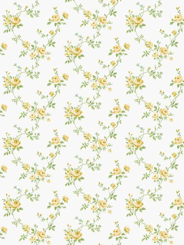 Multi Floral Trail wallpaper in yellow color - pattern number G68732 - by Galerie in the Miniatures 3 collection