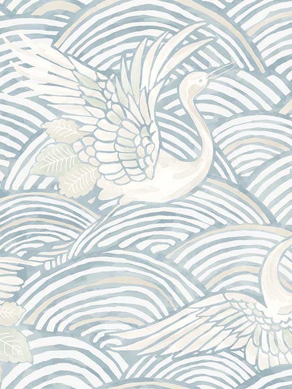 Egret Tidal Dance wallpaper in sky blue color - pattern number 4172-27498 - by A Street Prints in the Sea Salt collection