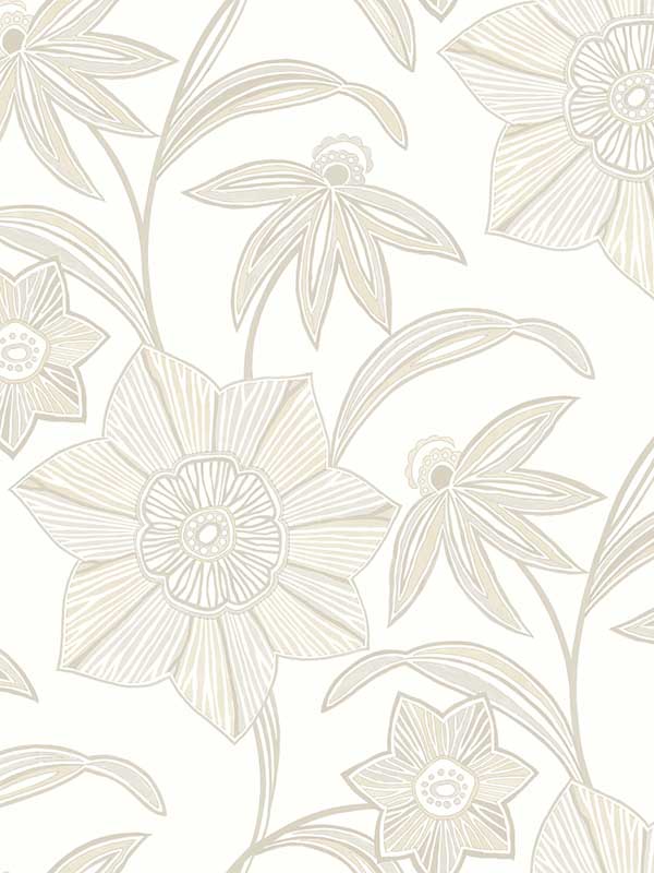 Star Flower Floral Trail wallpaper in beige color - pattern number 4172-27515 - by A Street Prints in the Sea Salt collection