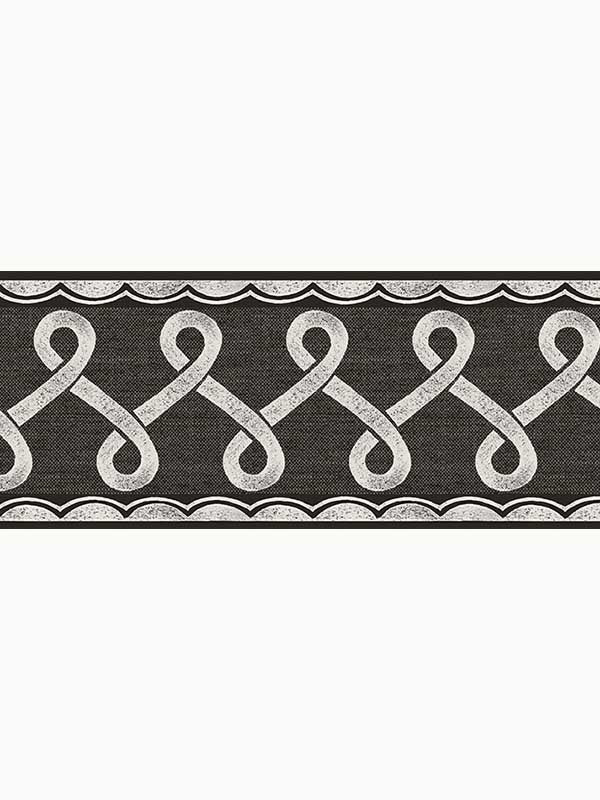 Scalloped Ribbon fabric in black color - pattern number 4148-14504 - by Chesapeake in the PrintWorks collection