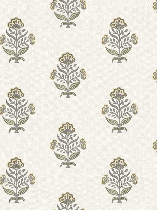 Hollyhock Floral Crest fabric in honey color - pattern number 4148-27416 - by Chesapeake in the PrintWorks collection