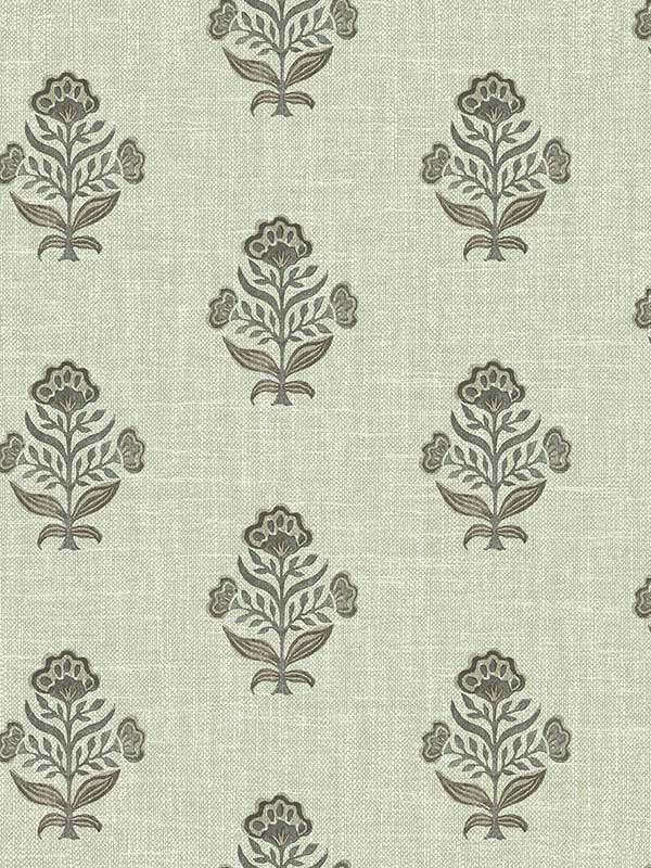 Hollyhock Floral Crest fabric in green color - pattern number 4148-27419 - by Chesapeake in the PrintWorks collection