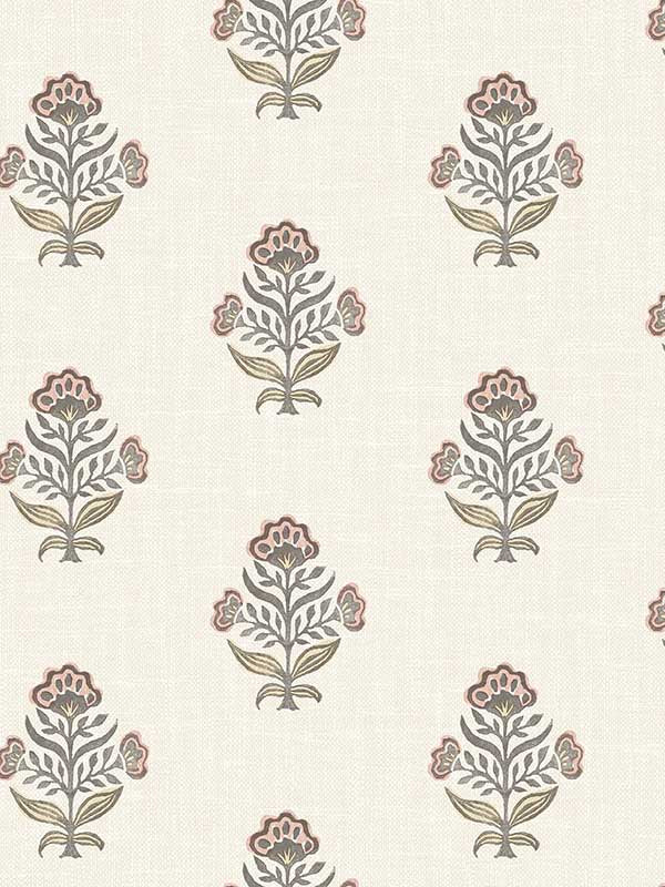 Hollyhock Floral Crest fabric in rust color - pattern number 4148-27420 - by Chesapeake in the PrintWorks collection