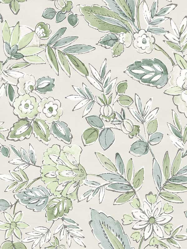 Begonia Floral Trail fabric in sea green color - pattern number 4148-27424 - by Chesapeake in the PrintWorks collection