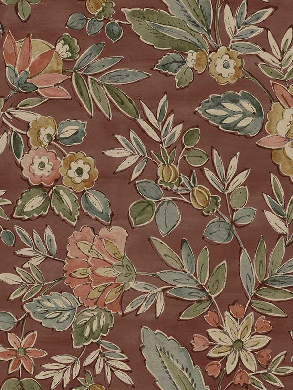 Begonia Floral Trail fabric in red color - pattern number 4148-27425 - by Chesapeake in the PrintWorks collection