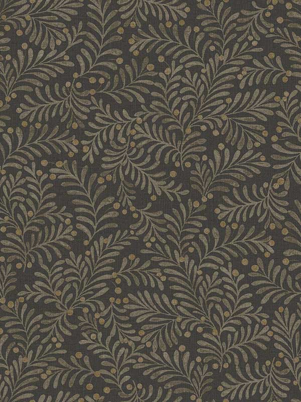 Chrysantha Berry Branches wallpaper in black color - pattern number 4148-27442 - by Chesapeake in the PrintWorks collection