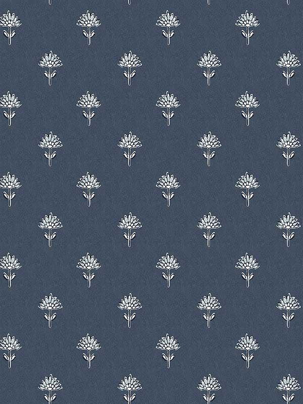 Surdiva Floral Fan wallpaper in indigo color - pattern number 4148-27461 - by Chesapeake in the PrintWorks collection