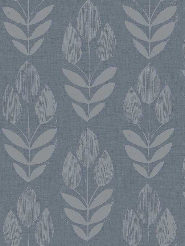 Garland Block Tulip wallpaper in denim color - pattern number 4148-27473 - by Chesapeake in the PrintWorks collection