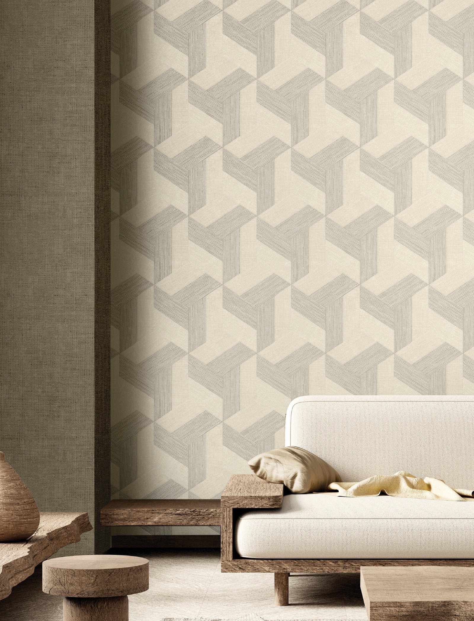 Geometric wallpaper in beige color - pattern number SY27501 - by Galerie in the Synergy collection