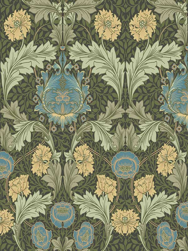 Myrtle Floral Ogee wallpaper in dark green color - pattern number 4171-82060 - by A Street Prints in the Hidden Treasures Volume 2 collection