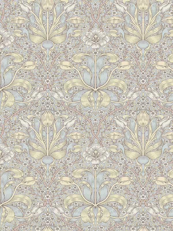 Spring Thicket Tulip Damask wallpaper in light blue color - pattern number 4171-82066 - by A Street Prints in the Hidden Treasures Volume 2 collection