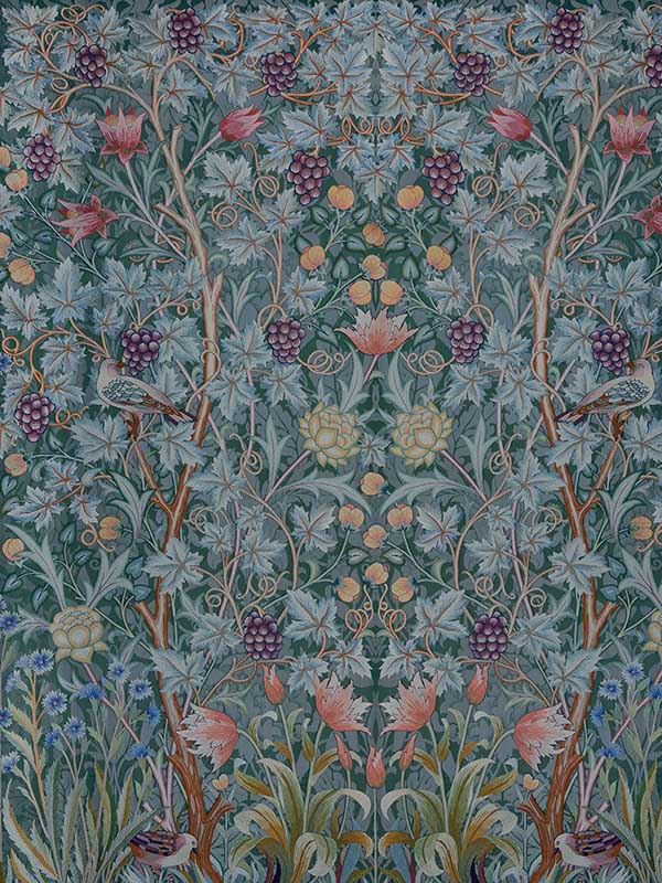 Vine Embroidery 6 Panel mural in teal color - pattern number 4171-HT84002 - by A Street Prints in the Hidden Treasures Volume 2 collection