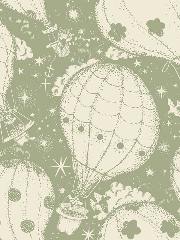 Ballongerna fabric in green color - pattern number MB29004 - by York in the Daydream collection
