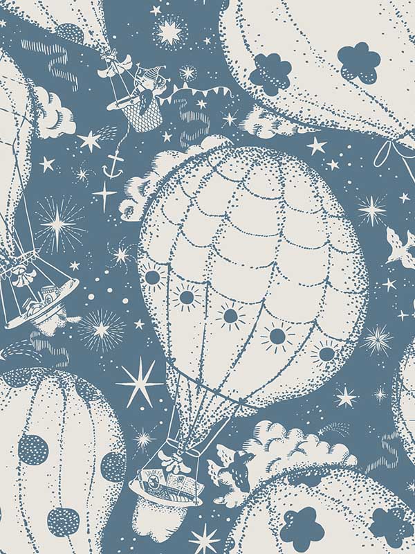 Ballongerna fabric in dark blue color - pattern number MB29006 - by York in the Daydream collection