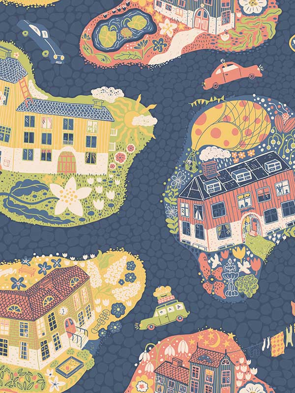 Staden wallpaper in dark blue color - pattern number MB29010 - by York in the Daydream collection