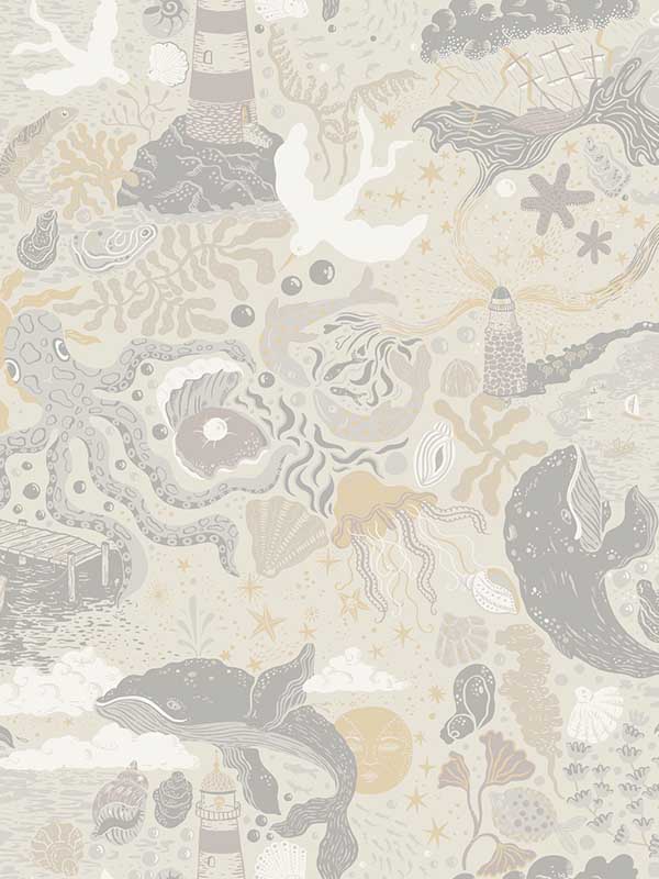 Havet fabric in grey color - pattern number MB29016 - by York in the Daydream collection