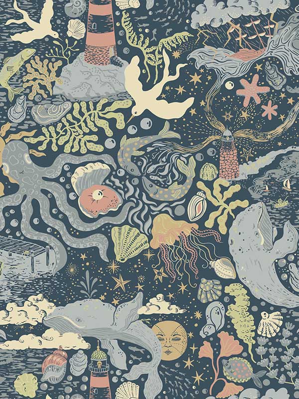 Havet wallpaper in dark blue color - pattern number MB29018 - by York in the Daydream collection