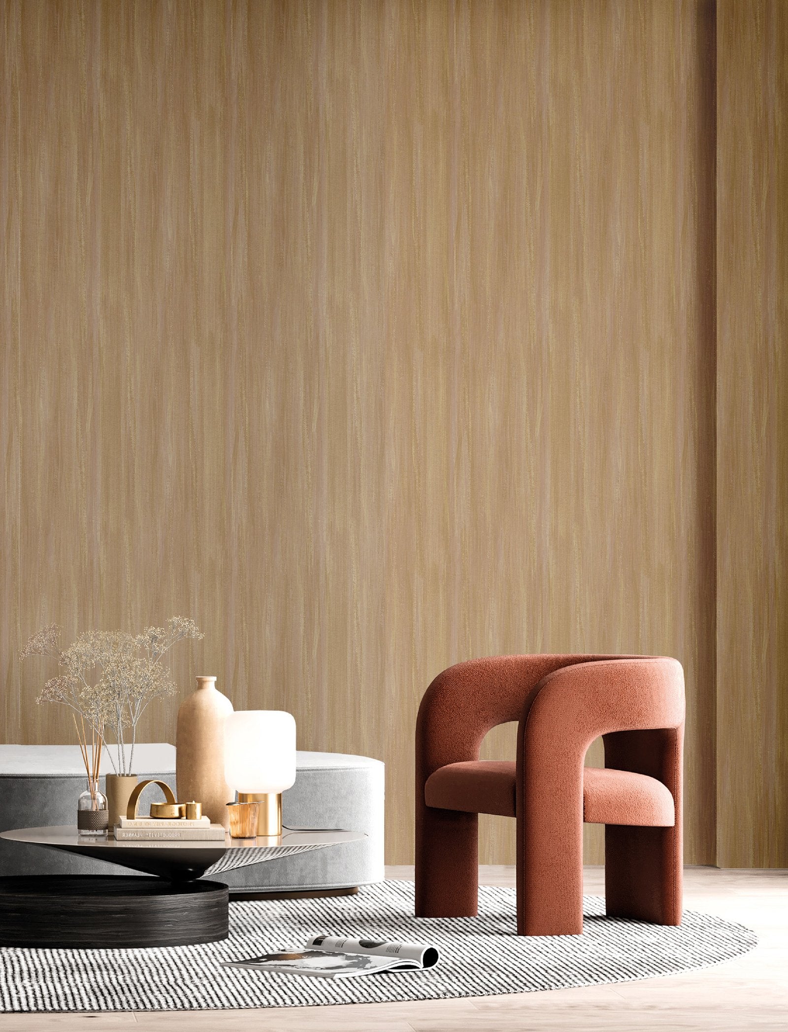Plain Texture wallpaper in bronze brown color - pattern number SY27548 - by Galerie in the Synergy collection
