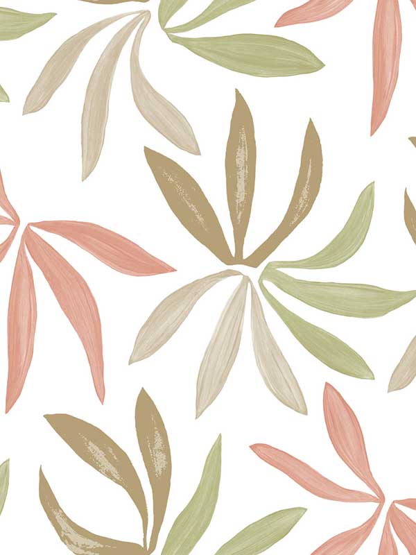 Little Garden fabric in leaf & coral color - pattern number ZM2812 - by York in the Artisan Studio collection
