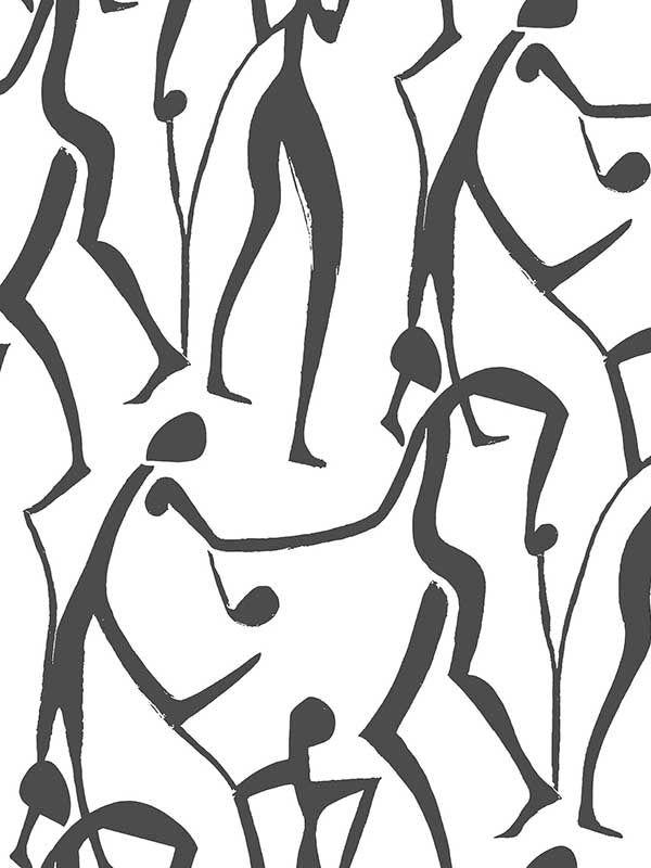Joyful Dancers fabric in carbon black color - pattern number ZM2831 - by York in the Artisan Studio collection