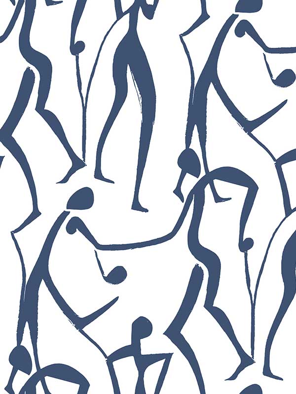 Joyful Dancers fabric in ultramarine color - pattern number ZM2832 - by York in the Artisan Studio collection