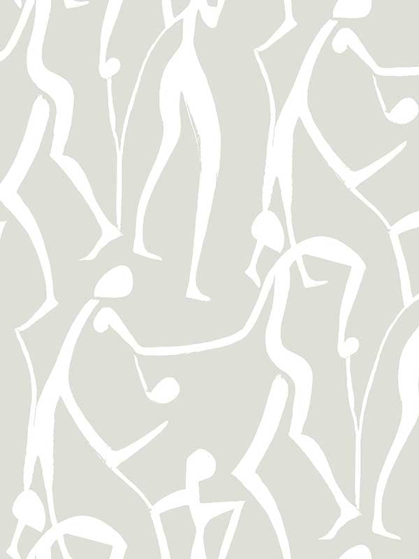 Joyful Dancers fabric in lichen grey color - pattern number ZM2835 - by York in the Artisan Studio collection