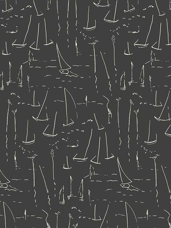 Vermillion Coast fabric in carbon black color - pattern number ZM2842 - by York in the Artisan Studio collection