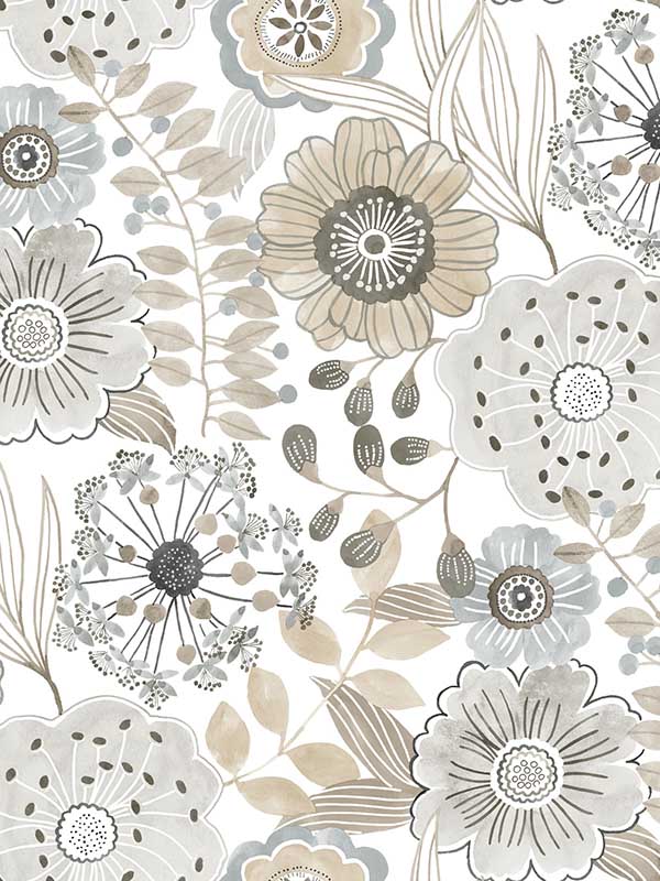 Artistic Bouquet wallpaper in neutral color - pattern number ZM2894 - by York in the Artisan Studio collection