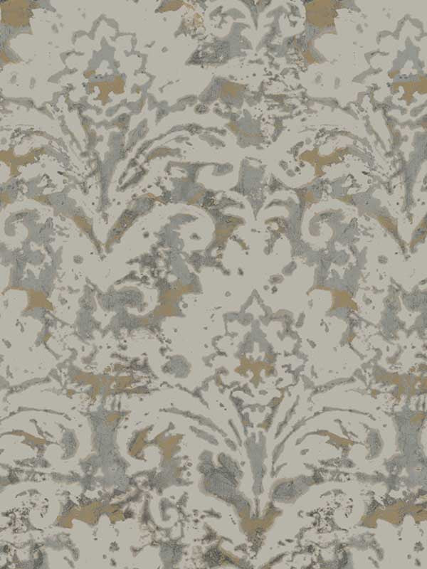 Velvet Crush Damask wallpaper in taupe & gold color - pattern number DF3331 - by Candice Olson in the Decadence Second Edition collection