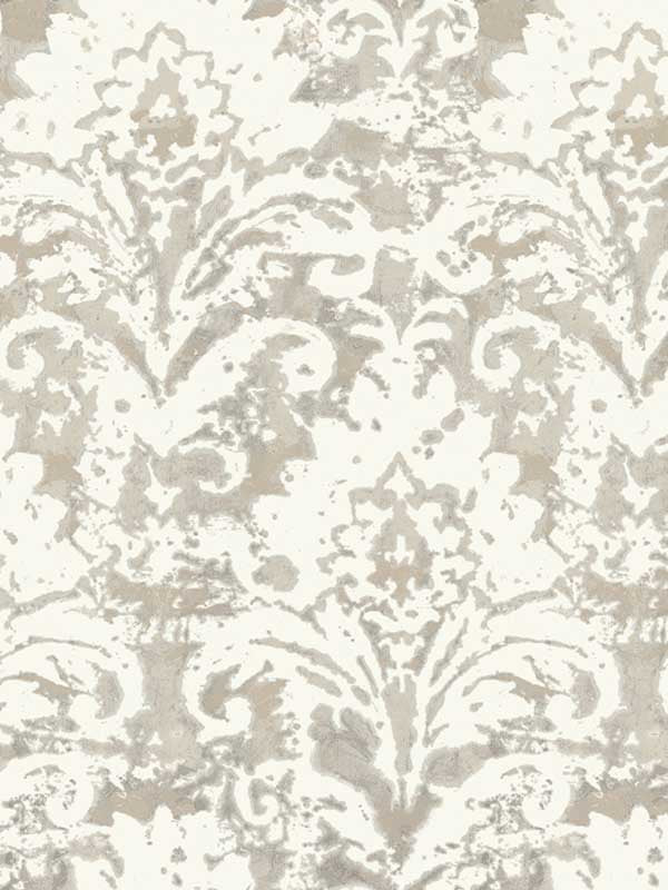 Velvet Crush Damask wallpaper in soft neutral & pearl color - pattern number DF3333 - by Candice Olson in the Decadence Second Edition collection