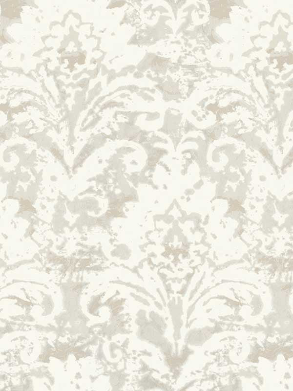 Velvet Crush Damask wallpaper in cream & pearl color - pattern number DF3334 - by Candice Olson in the Decadence Second Edition collection