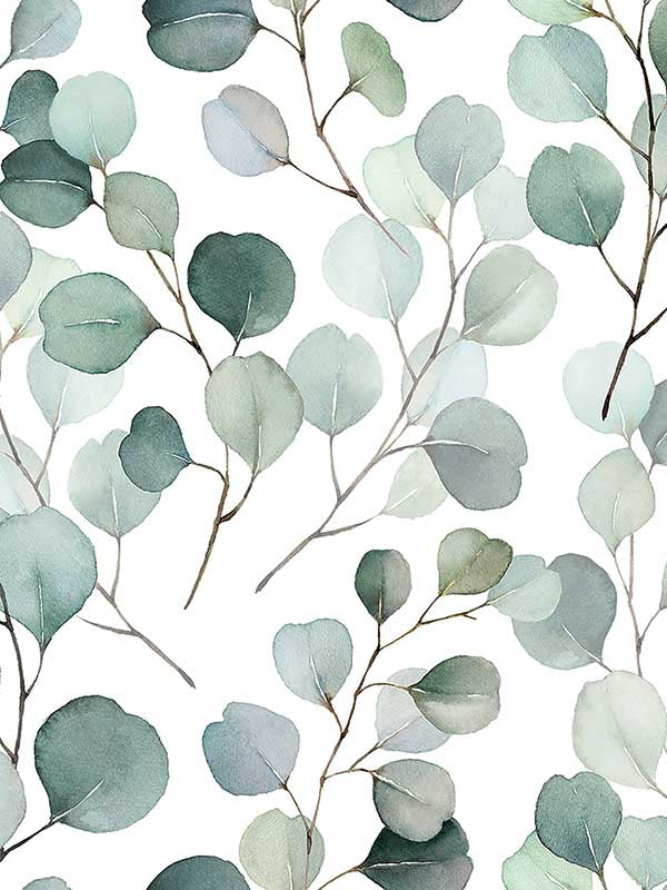 Eucalyptus fabric in white green color - pattern number 47420 - by Galerie in the Flora collection